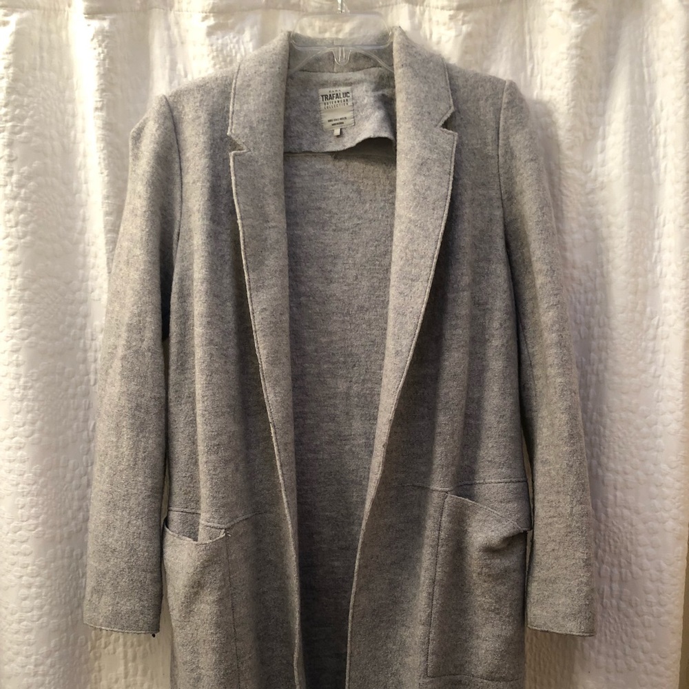 Light grey long blazer coat